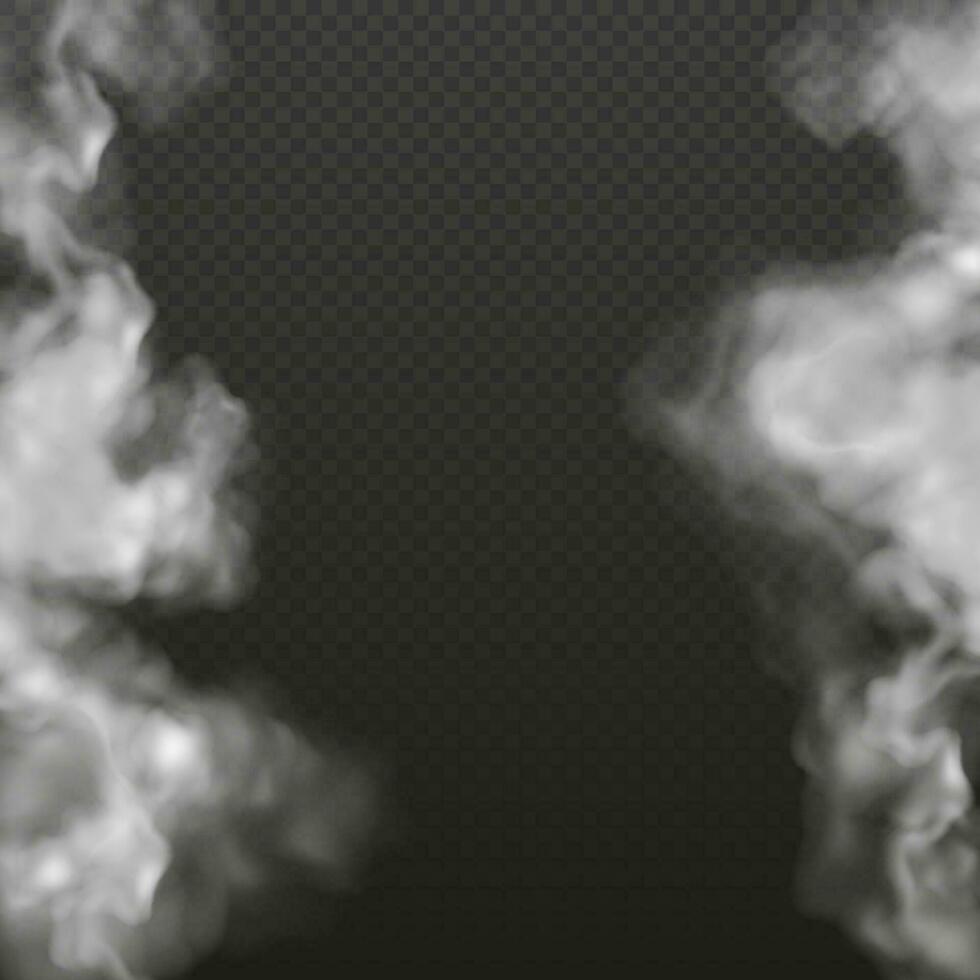 white smoke or fog frame. Clouds of dense steam . vector