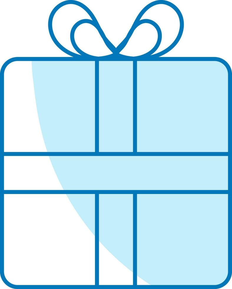 Blue And White Gift Box Icon In Flat Style. vector