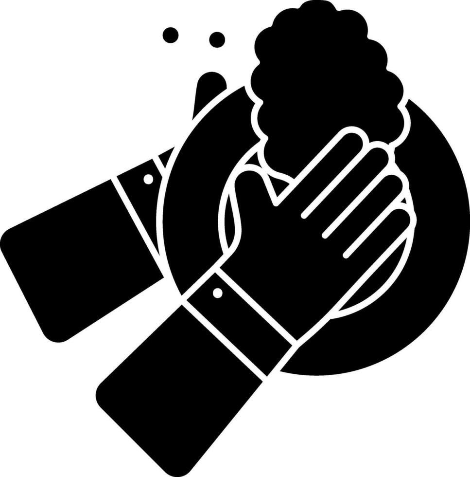 Washing Plate Icon In Black and White vector