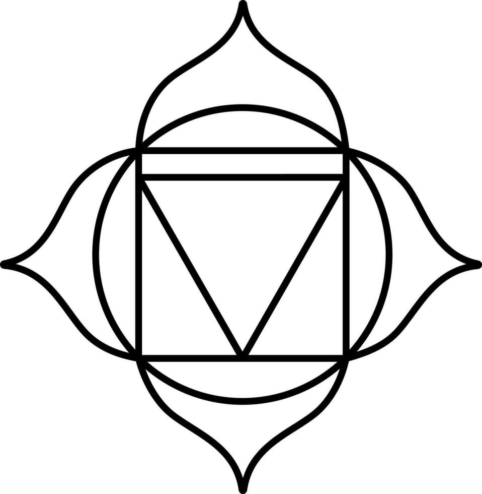 Illustration Of Manipura Chakra Symbol Icon In Black and White vector
