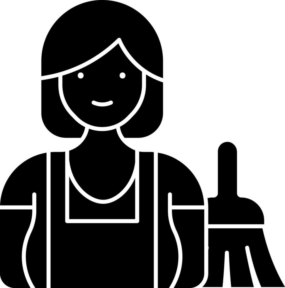 Maid Icon In Black and White vector