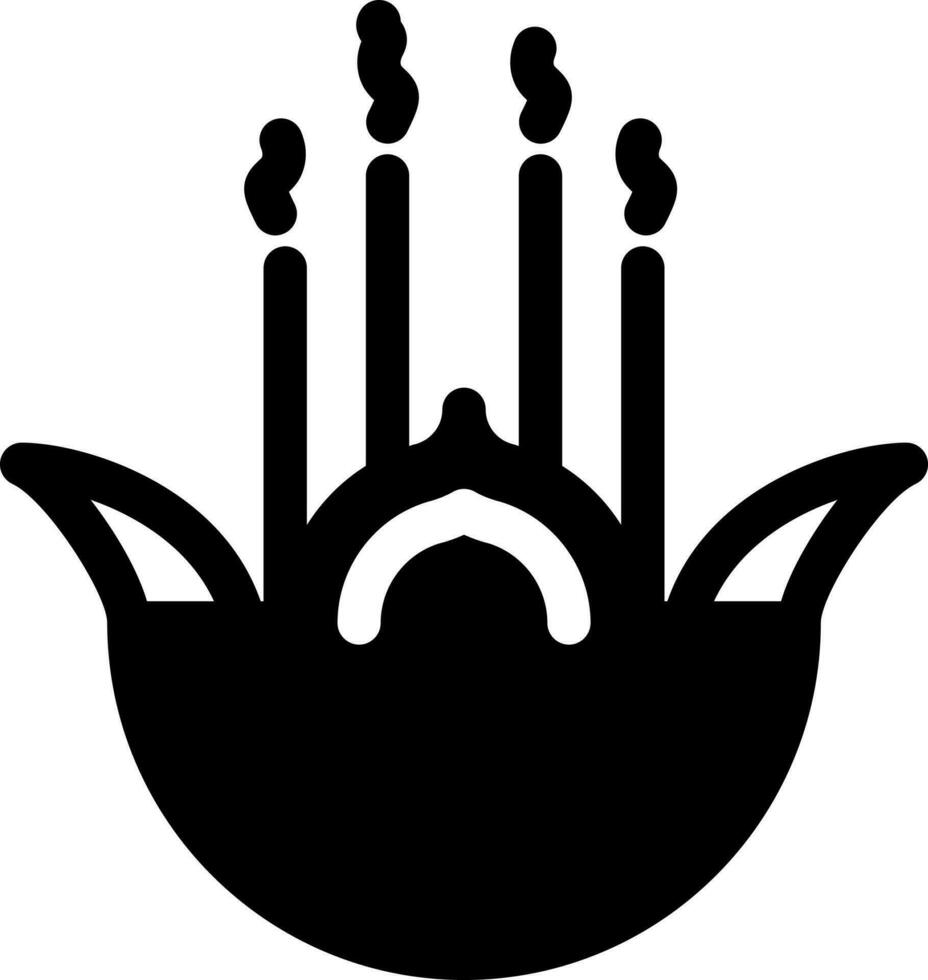 Incense Holder Icon Or Symbol In Black and Whitelack And White Color. vector