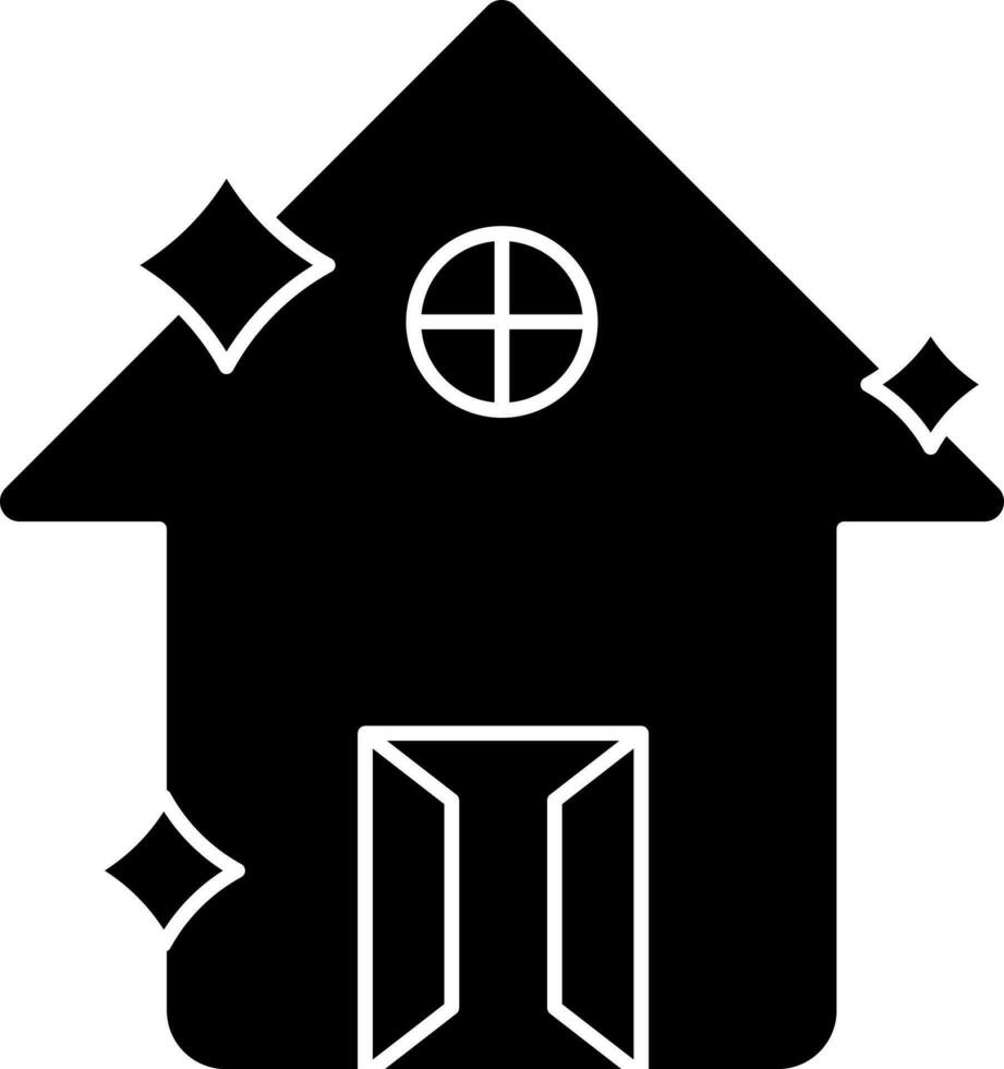 Cleaning Home Icon In Black and White vector