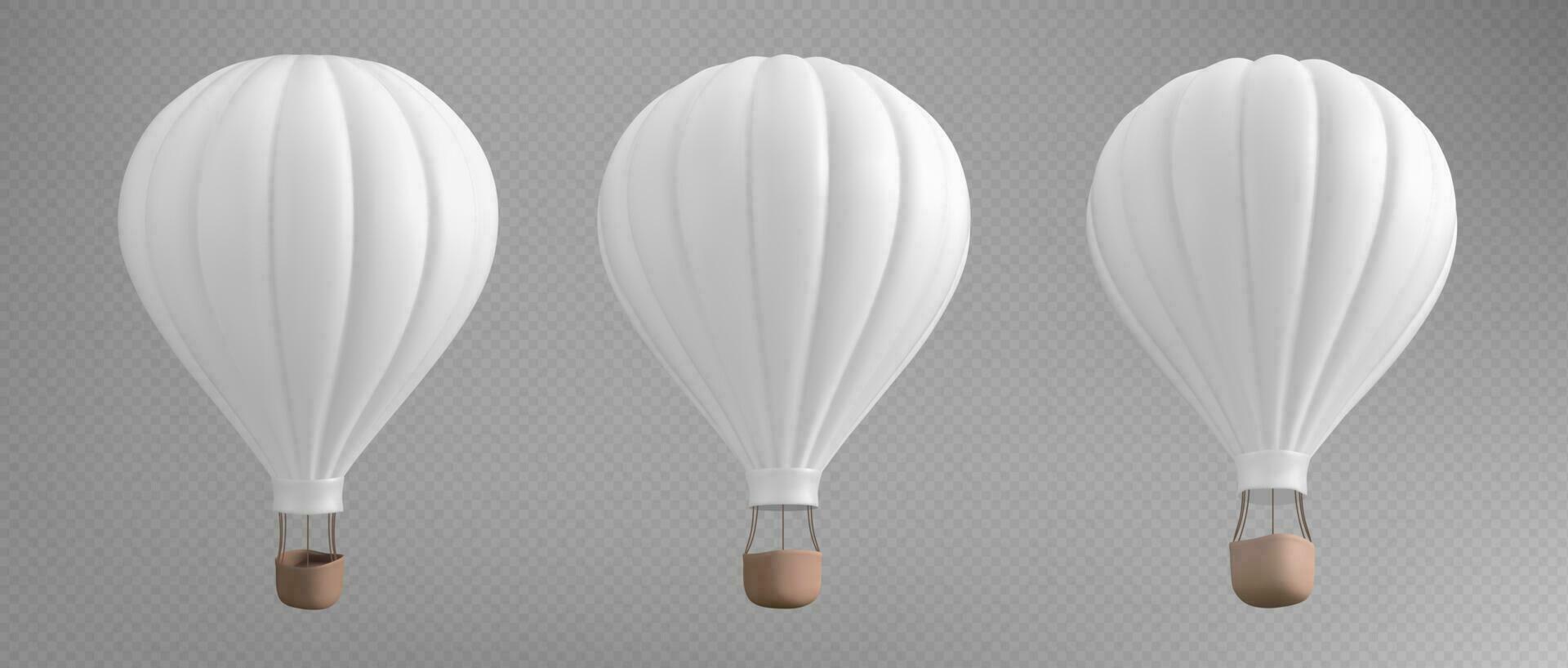 3d white hot air balloon isolated illustration vector