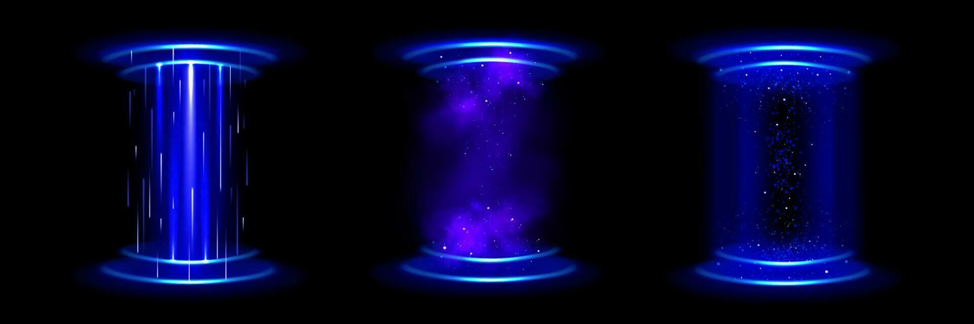 magia portal, teletransportarse con holograma efecto vector