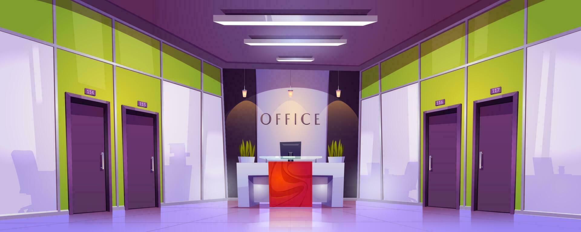 Office corridor interior with reception vector