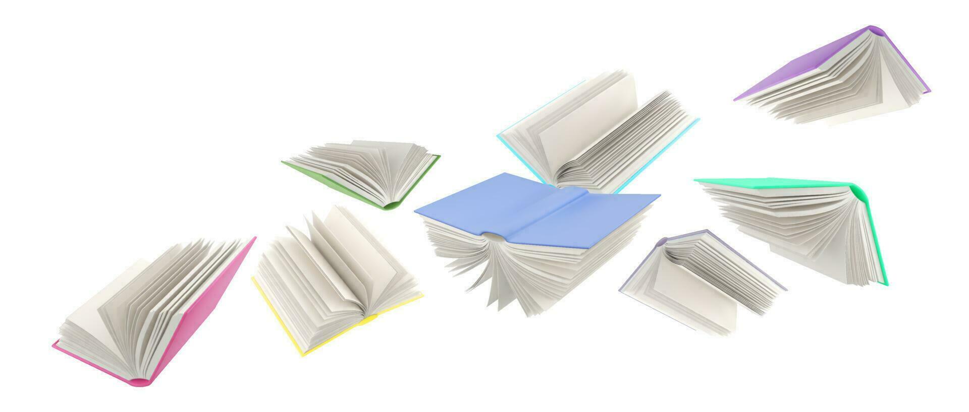 Open fly school paper book vector illustration