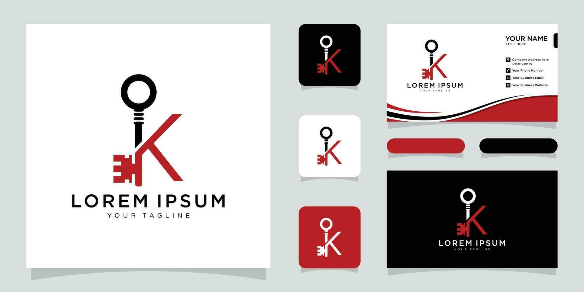 Initial letter K Key logo Concept, Key with Letter K, Logo Design Template Premium Vector