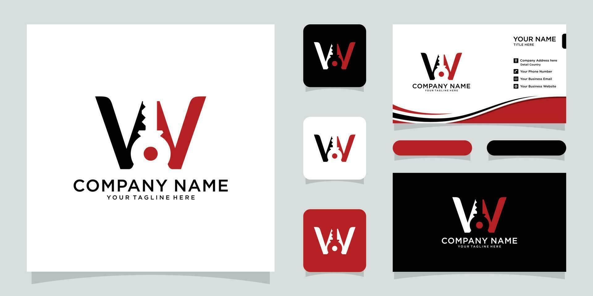 Initial letter W Key logo Concept, Key with Letter W, Logo Design Template Premium Vector