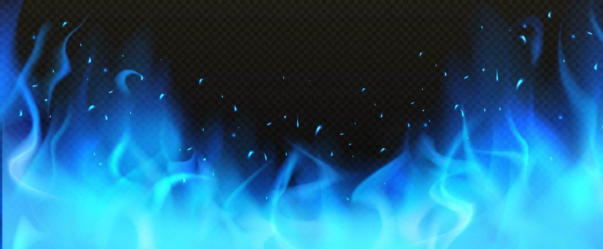 borde de fuego azul realista, clipart de llama ardiente vector