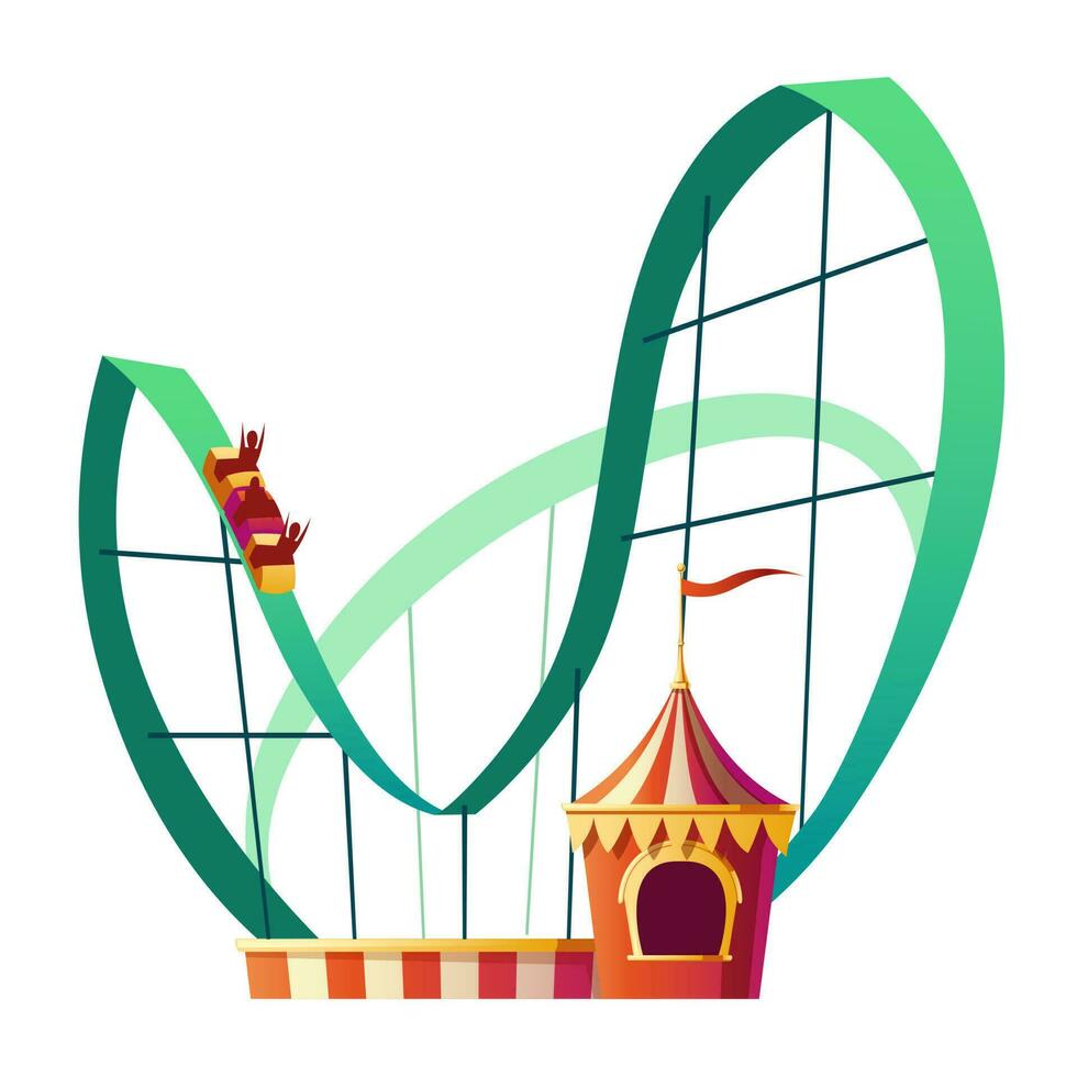 Rollercoaster attraction with happy people clipart vector