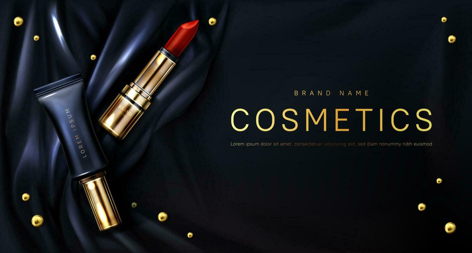 Lipstick cosmetics make up beauty product banner vector