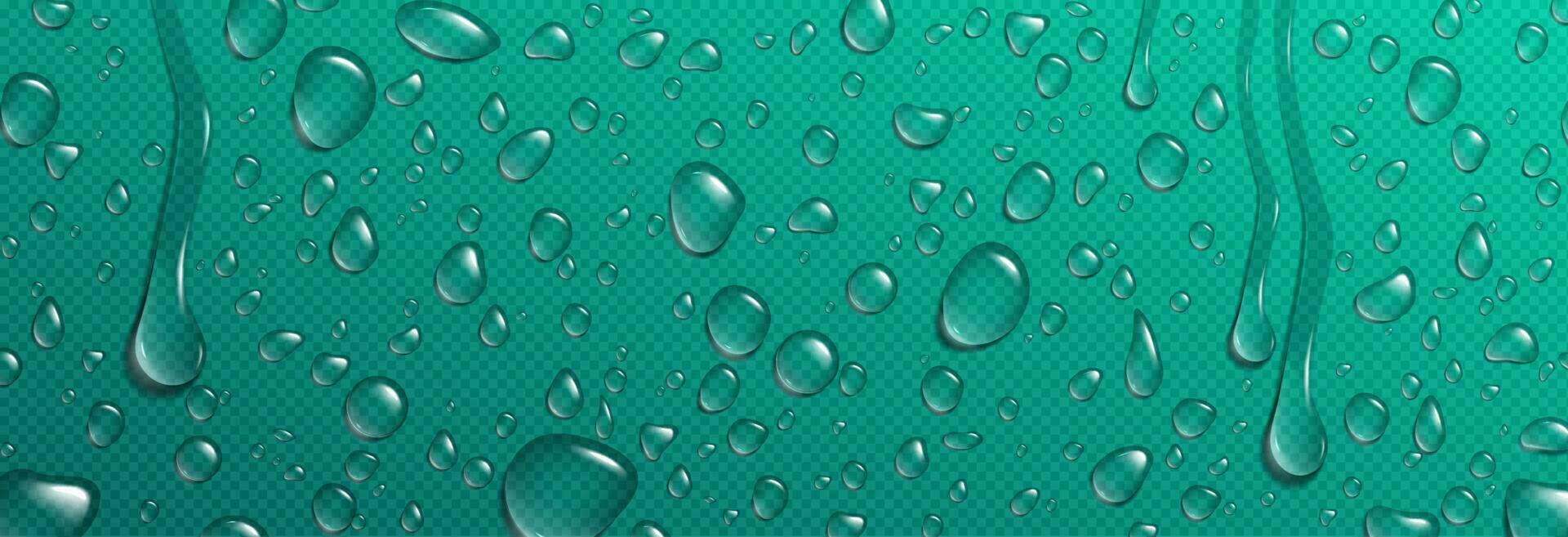 Realistic water drops on turquoise surface vector