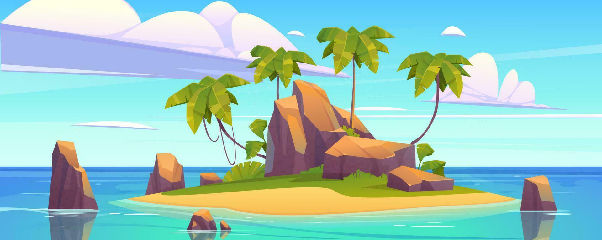 Uninhabited tropical island in ocean vector