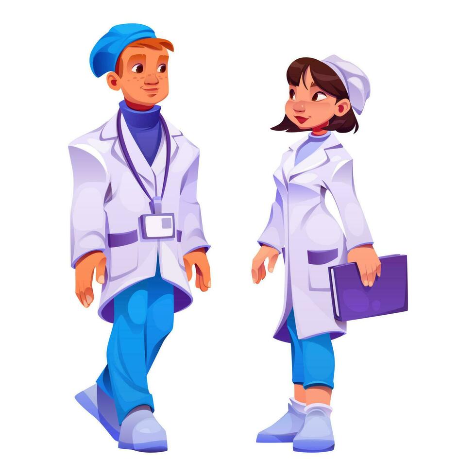 dibujos animados conjunto de médico personal aislado en blanco vector