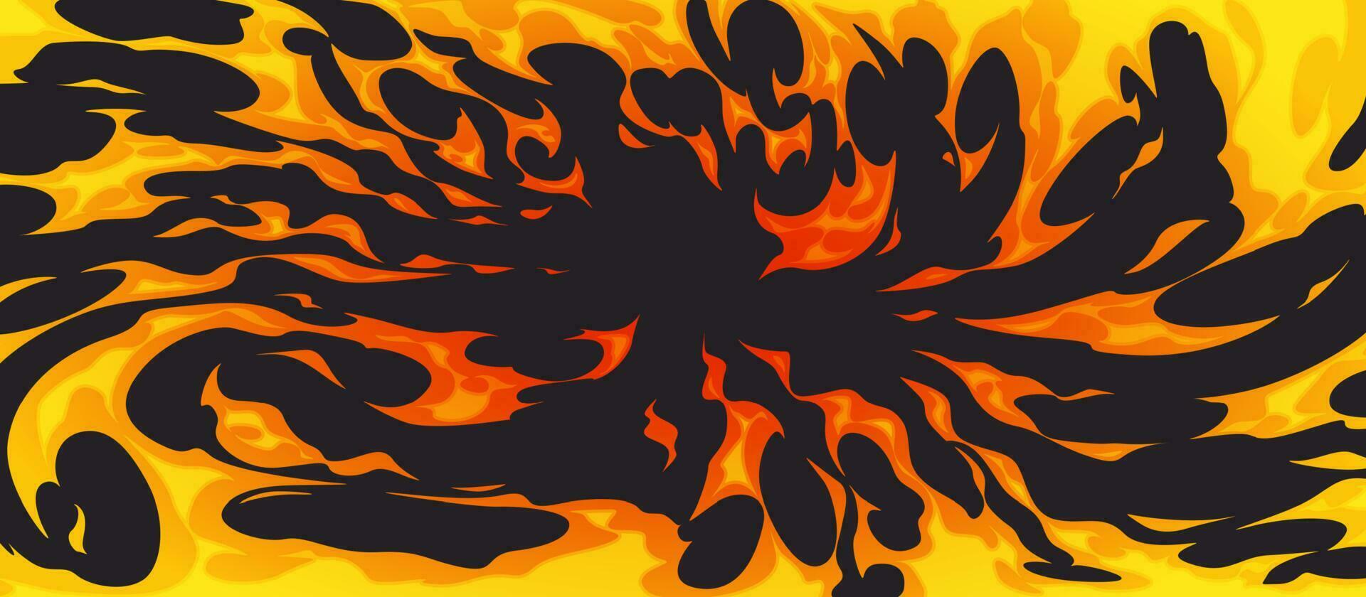 Comic fire on black background vector