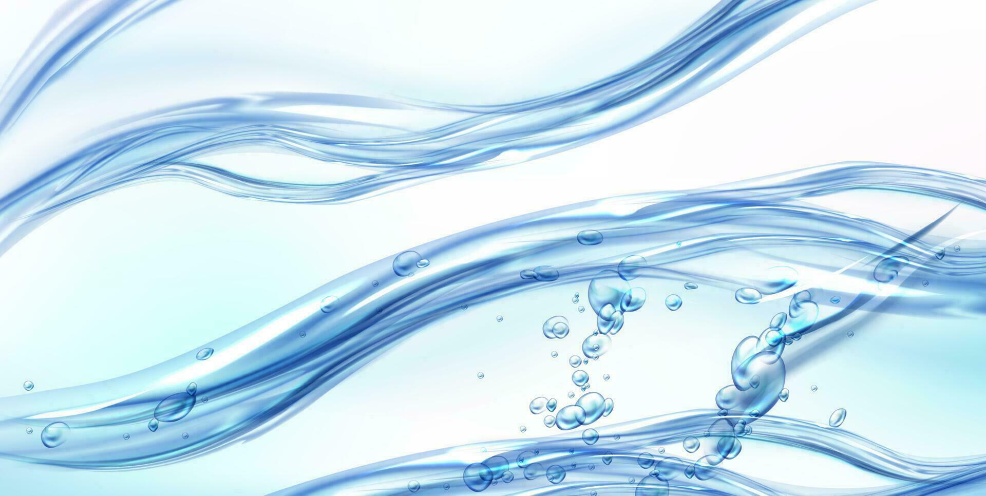 Fresh clean water wave with bubbles and drops vector