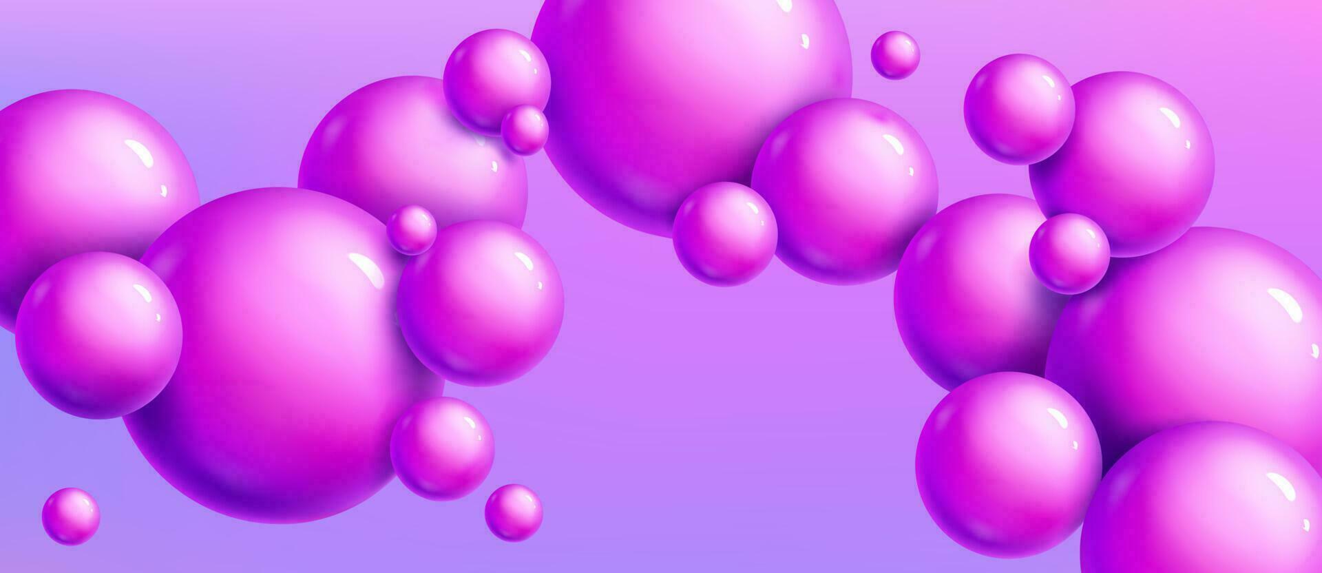 Abstract pink and purple surface with balls vector