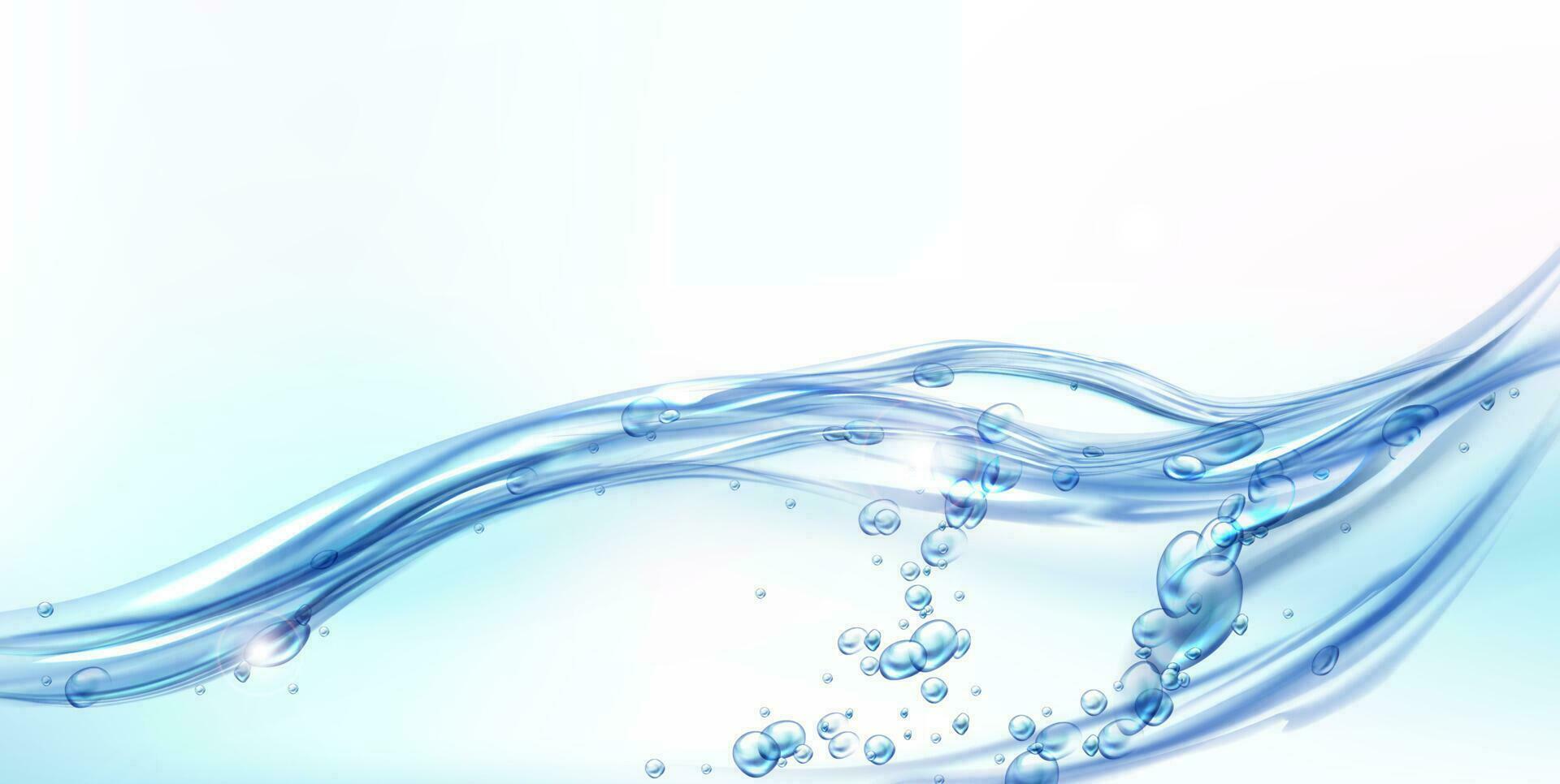 Fresh clean water wave with bubbles and drops vector