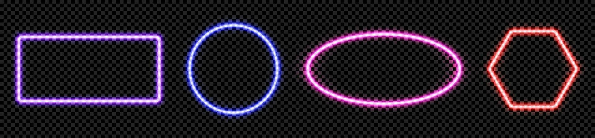 Neon light frame with glow square border vector