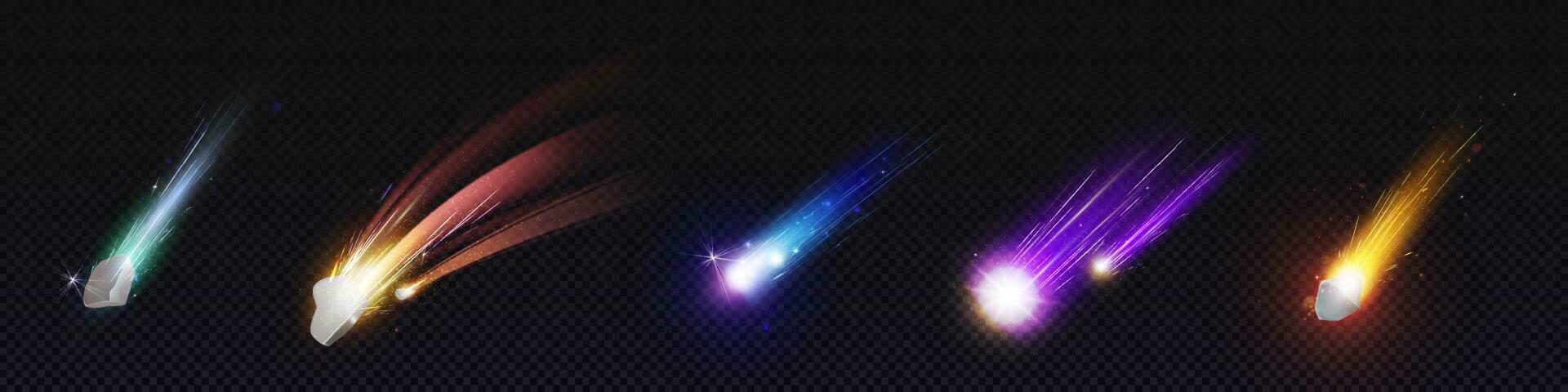 Comet and meteoroid fall speed trail galaxy vector