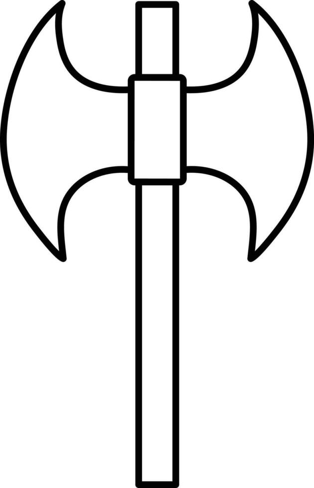 Thin Line Art Of Double Blade Axe Icon. vector