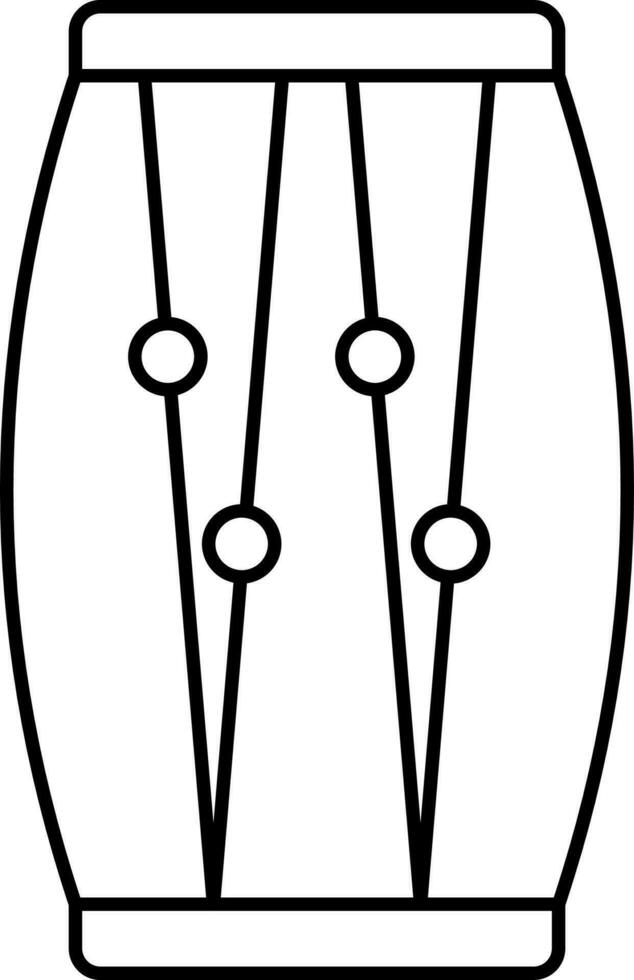 Isolated Dholak Musical Drum Icon In Black and White vector