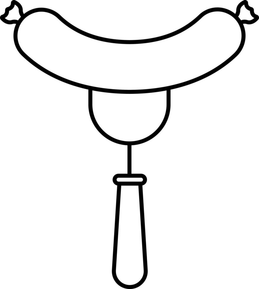 Isolated Sausage With Fork Spoon Icon In Black and White vector
