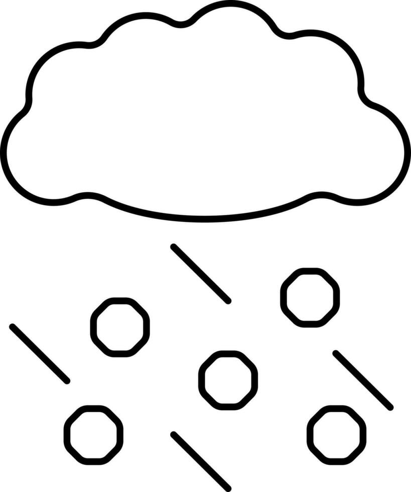 Cloud With Rain Drop Icon In Black and White vector