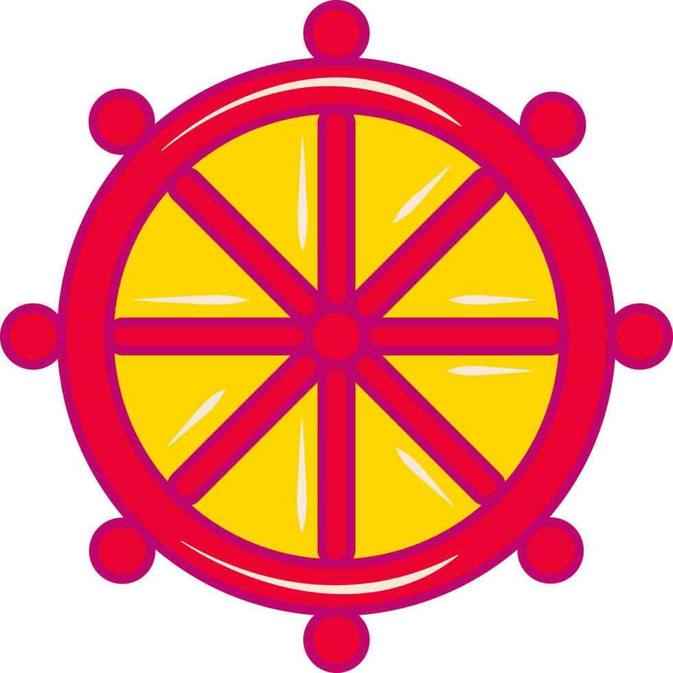 aislado dharmachakra dharma rueda símbolo o icono en plano estilo. vector