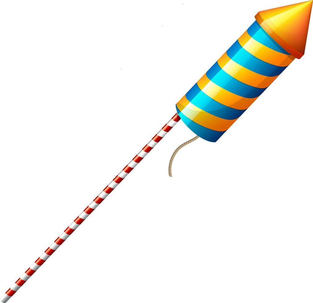 3D firecracker rocket in pink and blue stripe pattern. vector