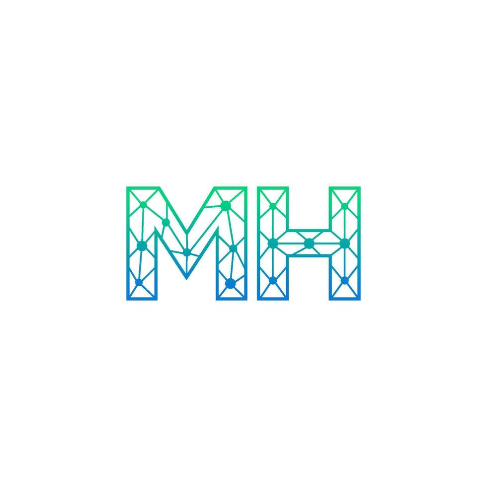 resumen letra mh logo diseño con línea punto conexión para tecnología y digital negocio compañía. vector