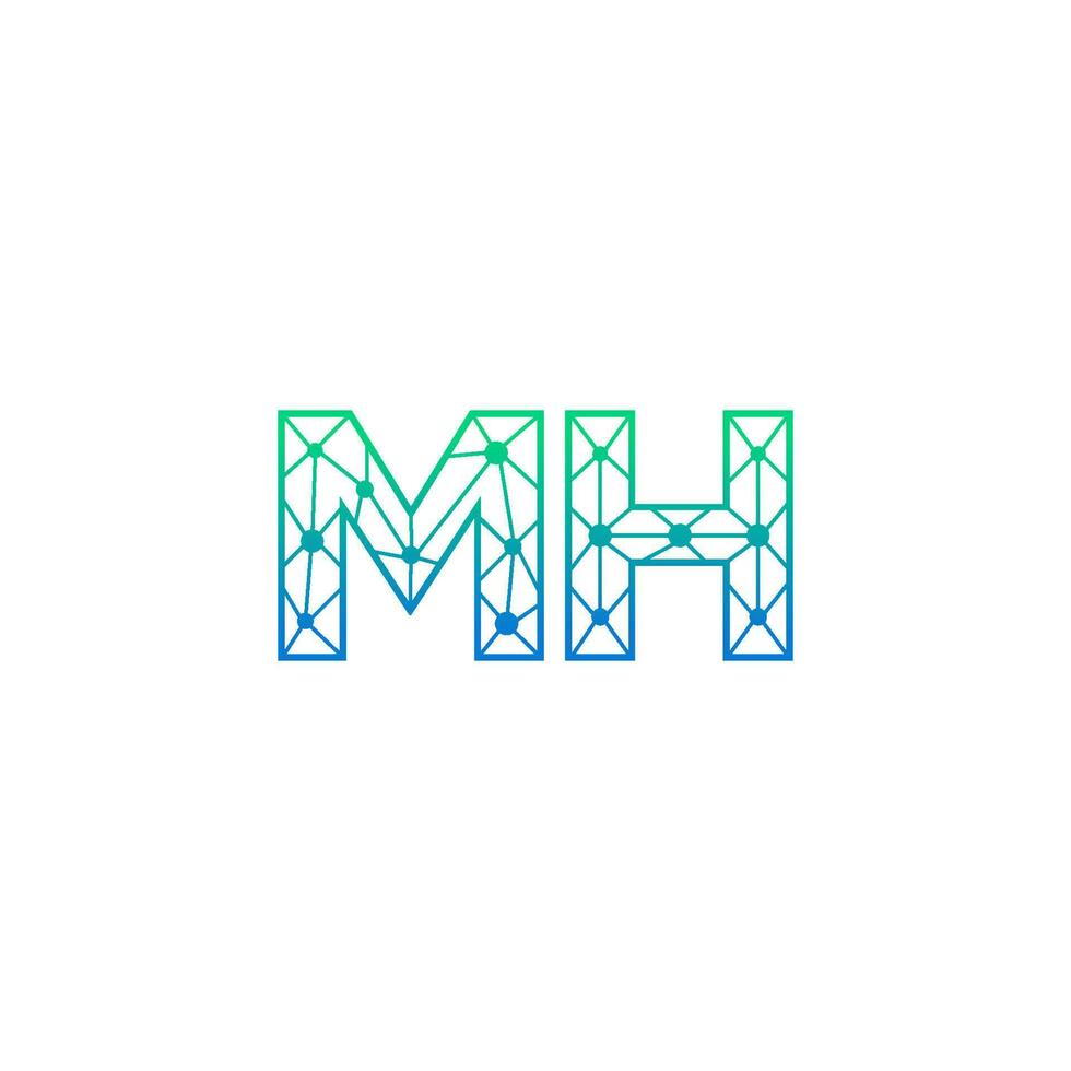 Abstract letter MH logo design with line dot connection for technology and digital business company. vector