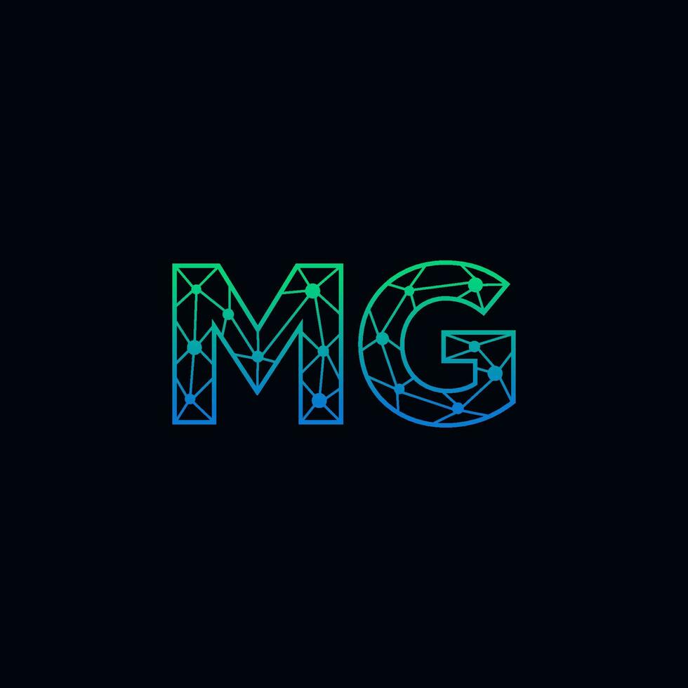 Abstract letter MG logo design with line dot connection for technology and digital business company. vector