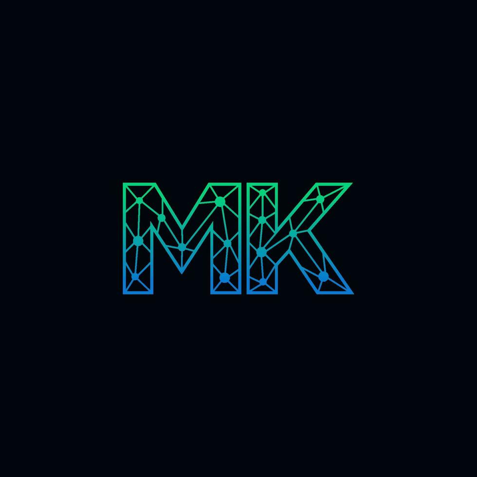 Abstract letter MK logo design with line dot connection for technology and digital business company. vector