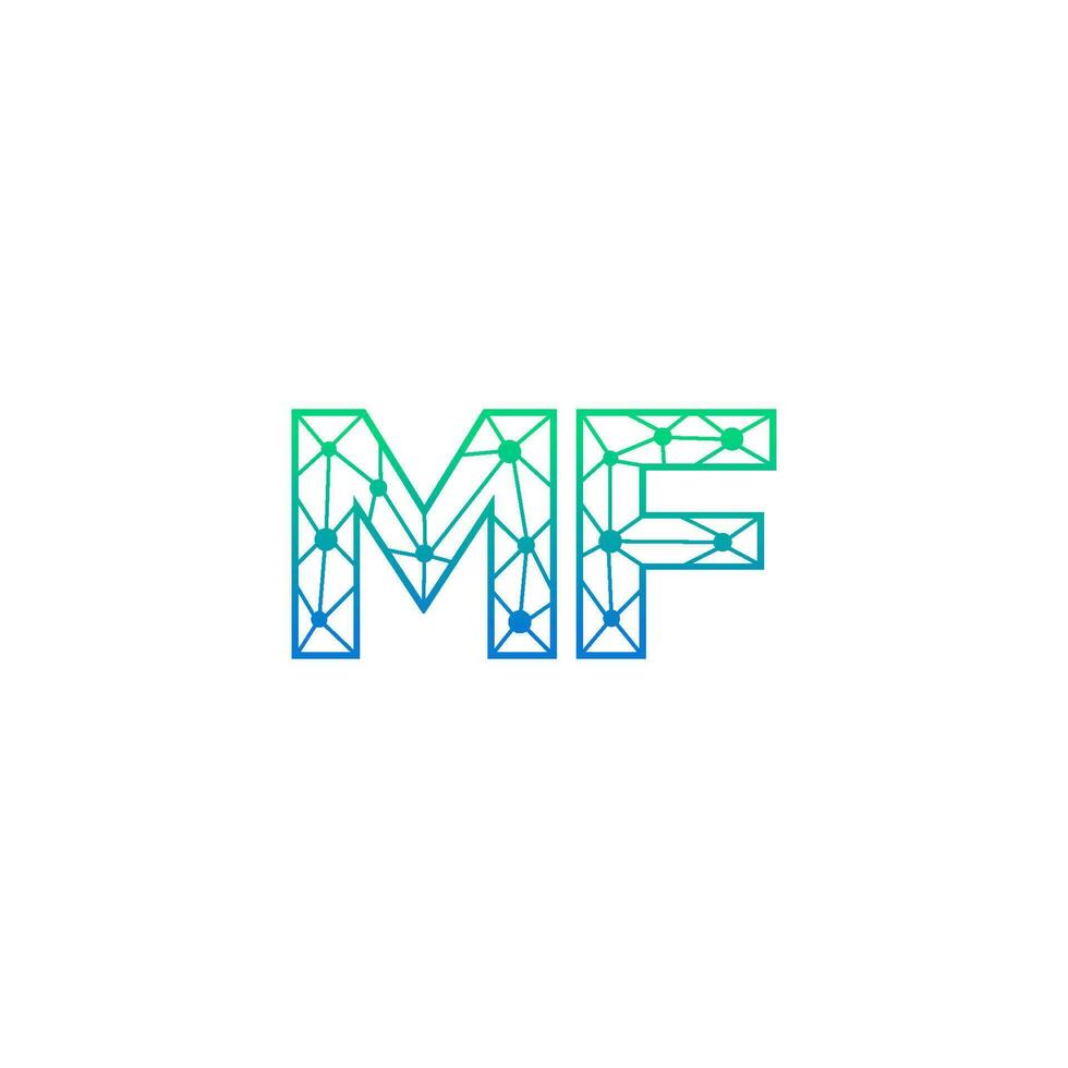 Abstract letter MF logo design with line dot connection for technology and digital business company. vector