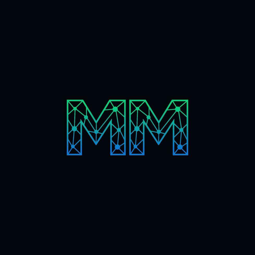 Abstract letter MM logo design with line dot connection for technology and digital business company. vector