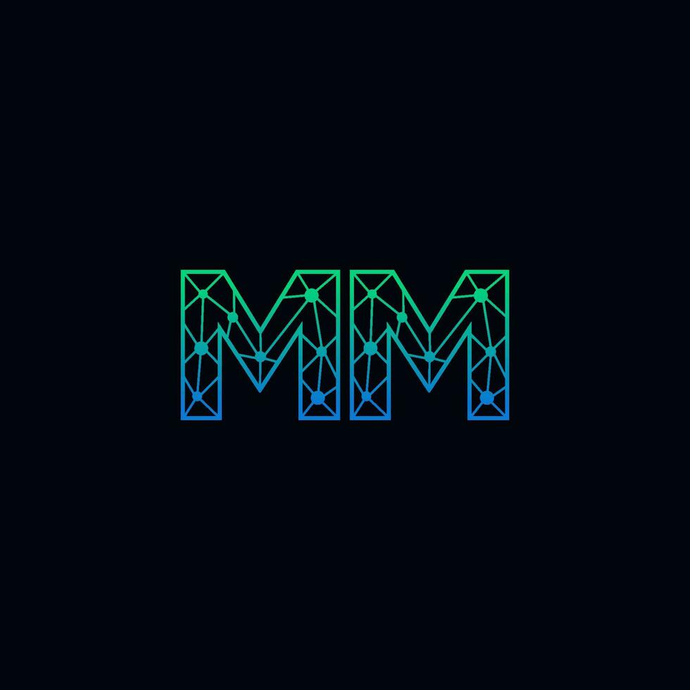 Abstract letter MM logo design with line dot connection for technology and digital business company. vector