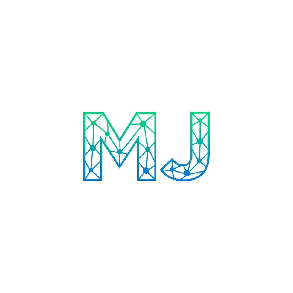 Abstract letter MJ logo design with line dot connection for technology and digital business company. vector