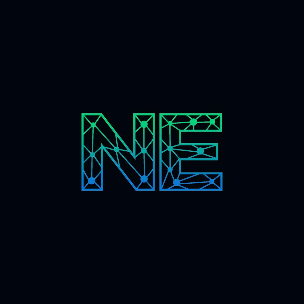 Abstract letter NE logo design with line dot connection for technology and digital business company. vector