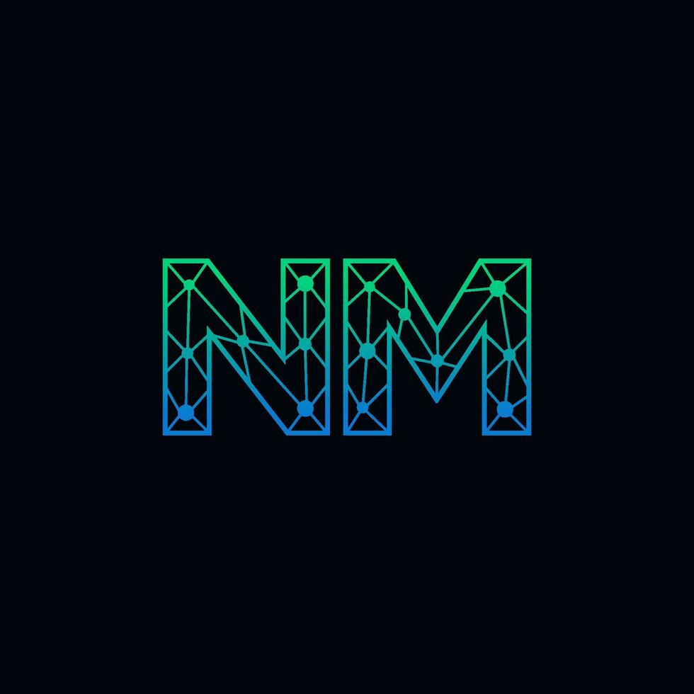 Abstract letter NM logo design with line dot connection for technology and digital business company. vector
