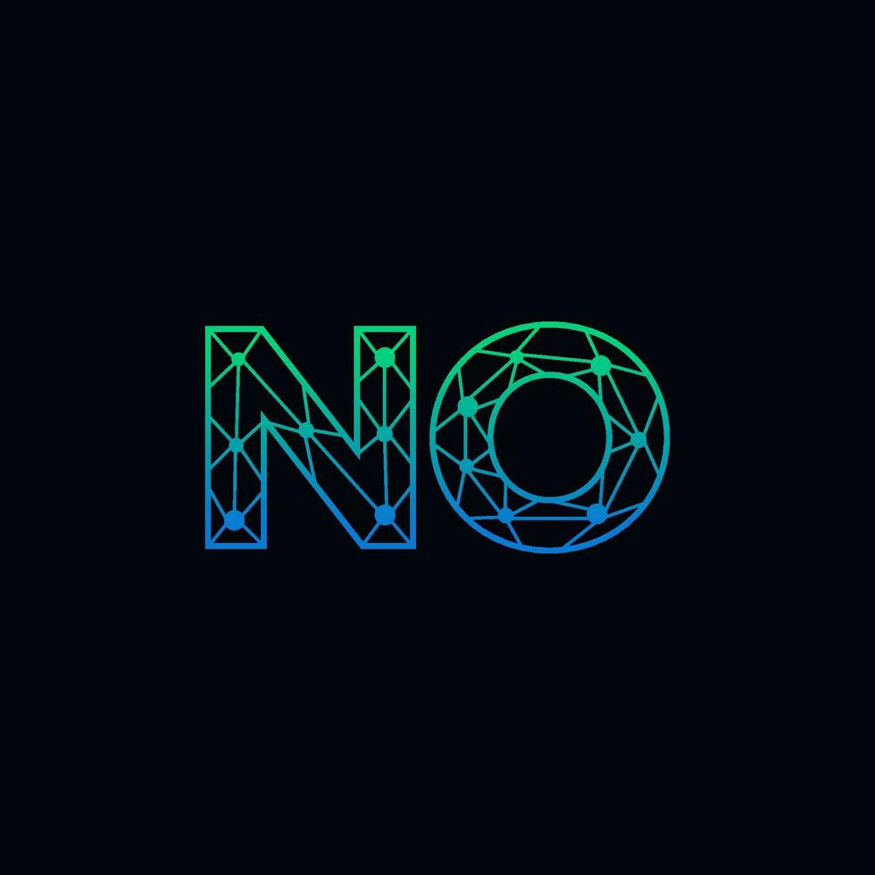 Abstract letter NO logo design with line dot connection for technology and digital business company. vector