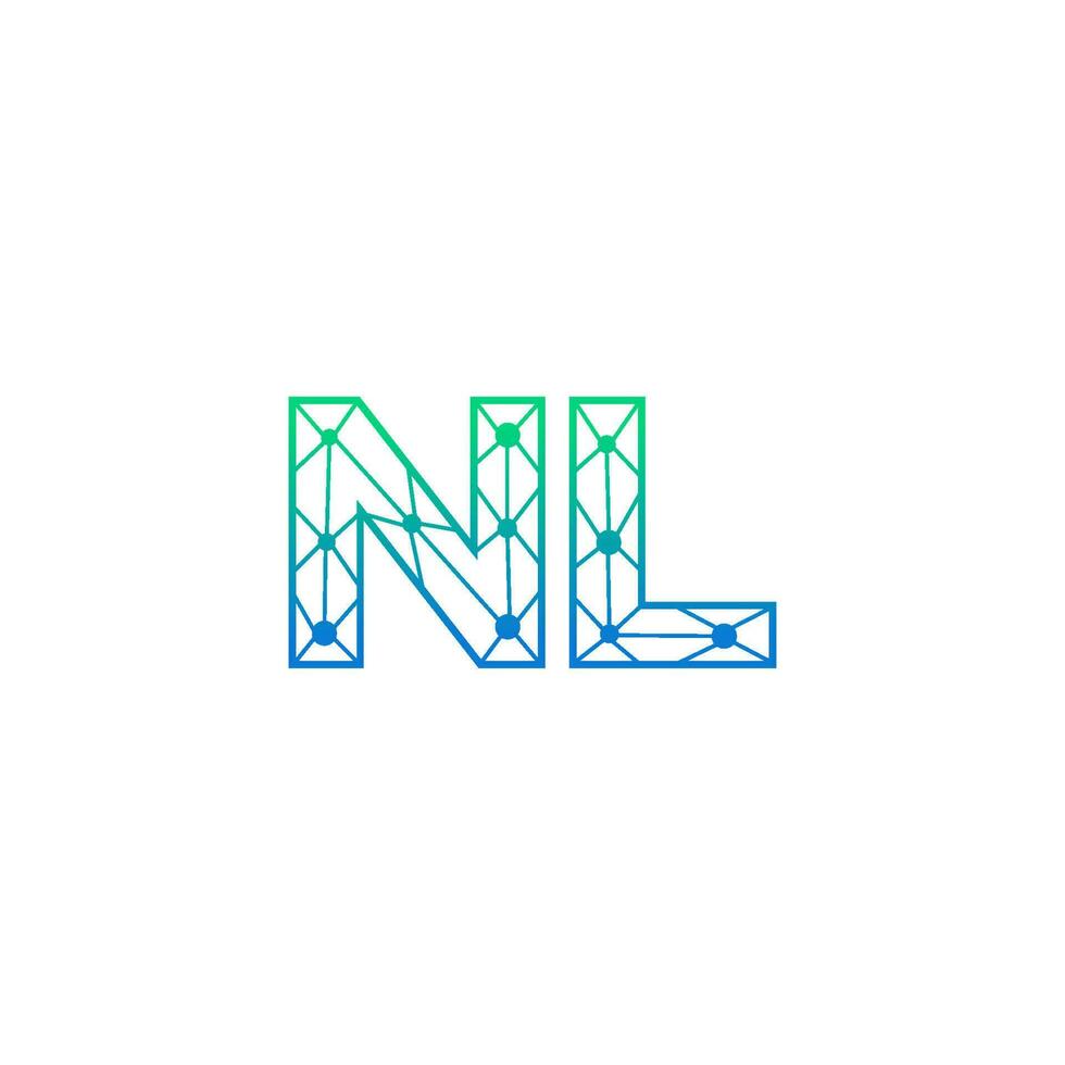 Abstract letter NL logo design with line dot connection for technology and digital business company. vector