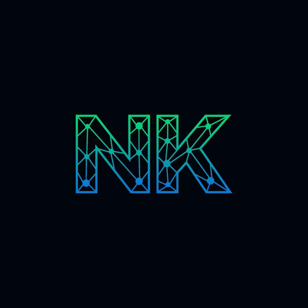 resumen letra nk logo diseño con línea punto conexión para tecnología y digital negocio compañía. vector