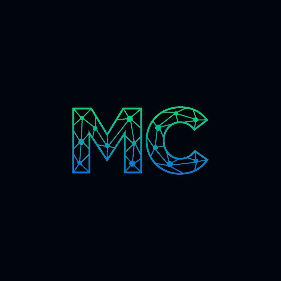 Abstract letter MC logo design with line dot connection for technology and digital business company. vector