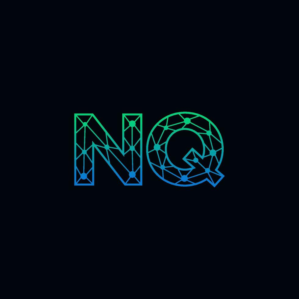 Abstract letter NQ logo design with line dot connection for technology and digital business company. vector