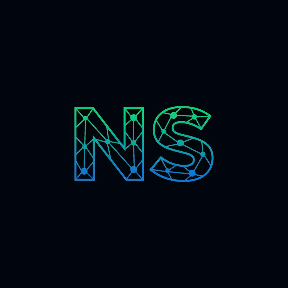 Abstract letter NS logo design with line dot connection for technology and digital business company. vector