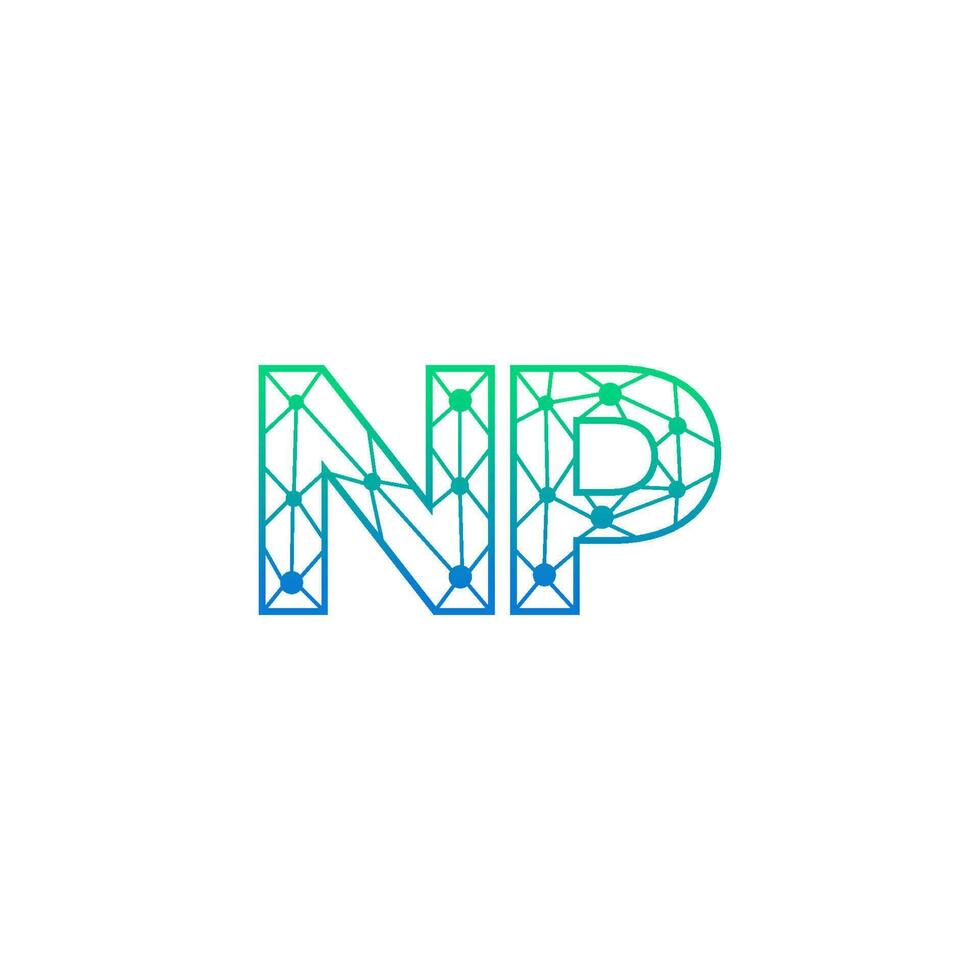 Abstract letter NP logo design with line dot connection for technology and digital business company. vector