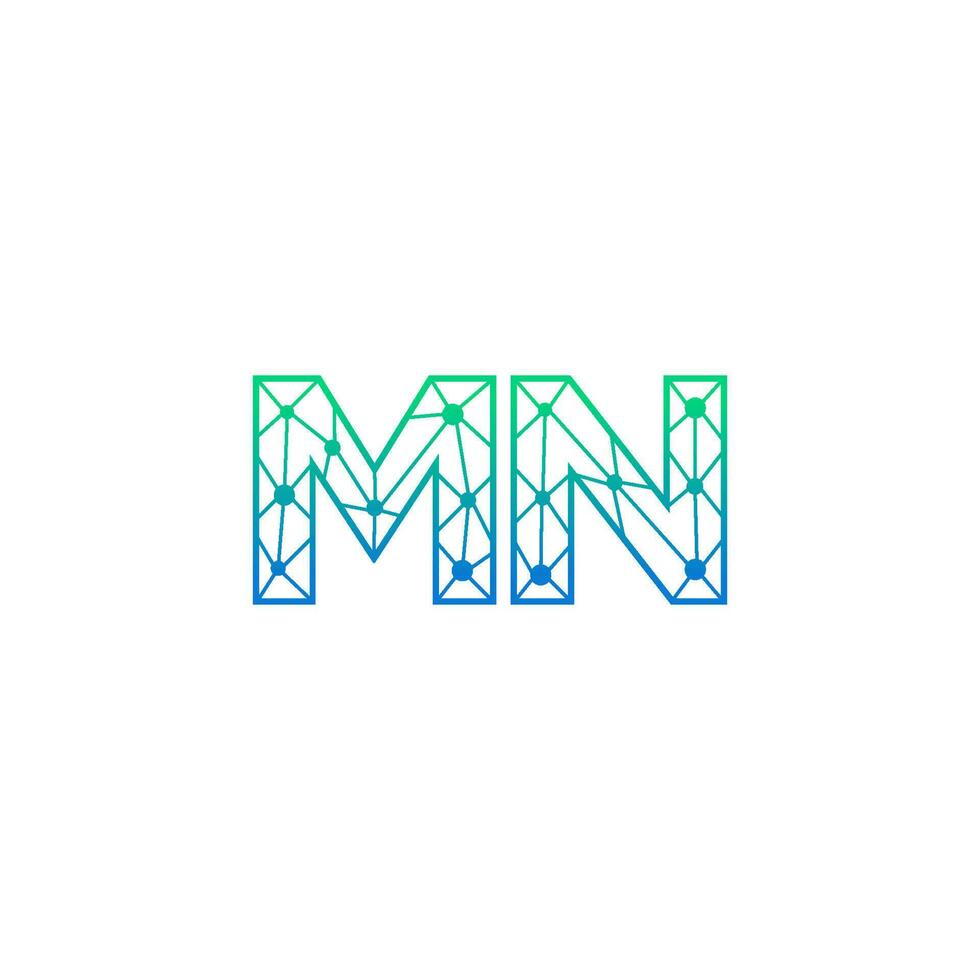 resumen letra Minnesota logo diseño con línea punto conexión para tecnología y digital negocio compañía. vector