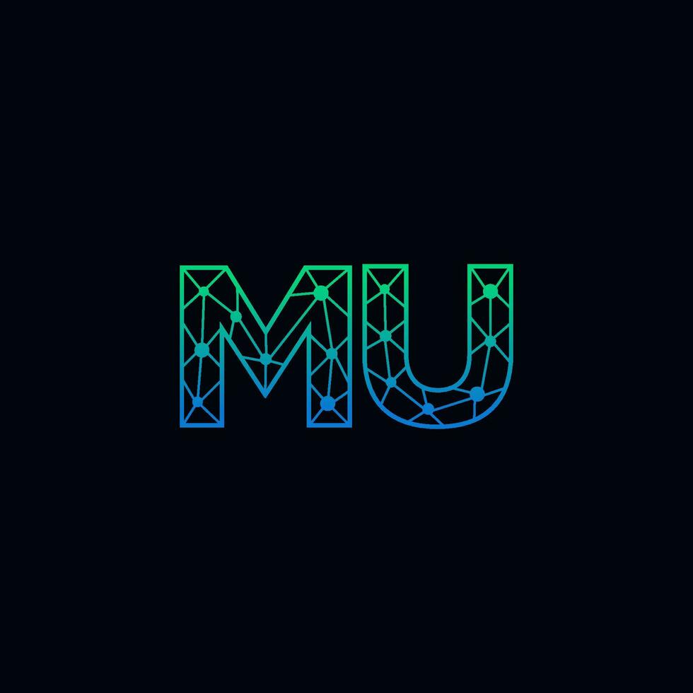 Abstract letter MU logo design with line dot connection for technology and digital business company. vector